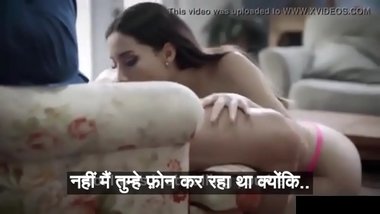 Young slut hungry for only married cock begs to be fucked while wife is on phone - Hindi subtitles by Namaste Erotica dot com